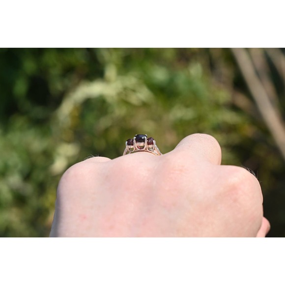 Raw Garnet Engagement Ring, Anniversary gift Sterling Silver Size 3 4 5 … - Picture 2 of 3